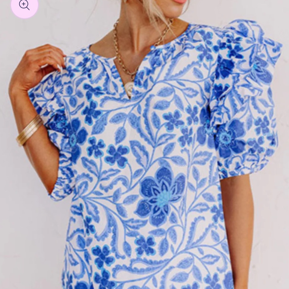 Floral Blue Women's Top